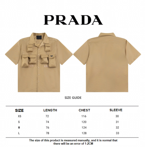 Prada triangle logo multi-function pocket nylon short-sleeved shirt Brow 5.15