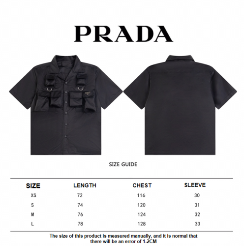 Prada triangle logo multi-function pocket nylon short-sleeved shirt Black 5.15