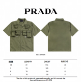 Prada triangle logo multi-function pocket nylon short-sleeved shirt Green 5.15