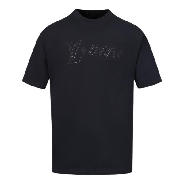 Louis Vuitton metal rivet embellished logo short-sleeved T-shirt Black 5.28