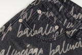 Balenciaga denim all over printed logo denim trousers Black 5.28