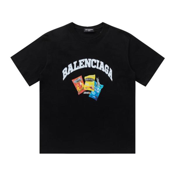Balenciaga 24SS potato chip packaging logo short-sleeved T-shirt Black 6.5