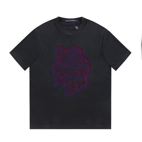 Louis Vuitton Embroidered logo short-sleeved T-shirt Black 6.13