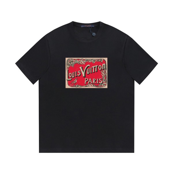 Louis Vuitton Retro frame logo short sleeve T-shirt Black 6.13