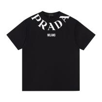 Prada new collar logo short sleeve T-shirt Black 7.30