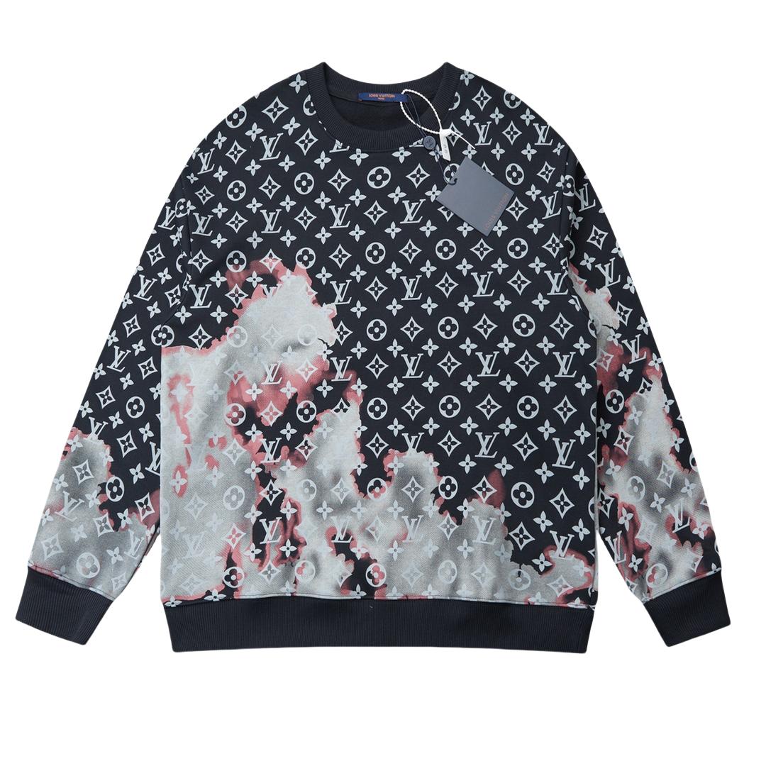 Louis vuitton fire cloud pattern round neck long sleeve sweatshirt Black 8.14 m.flamsneaker