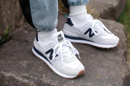 New Balance 574 White Navy Gum