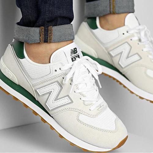 New Balance 574 White Green Gum
