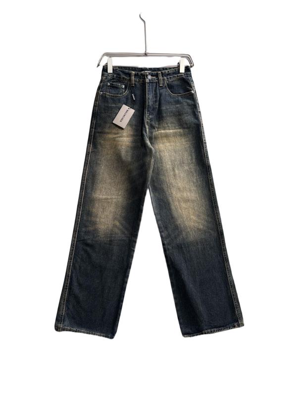 Balenciaga Heavy Washed Distressed Leg Denim Trousers Drak Blue 01.03