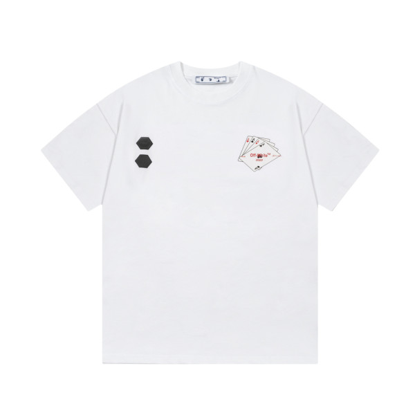 OFF-WHITE Playing Cards Logo Printed Short Sleeve T-Shirt White 01.13