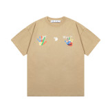 OFF-WHITE Hand-painted palm LOGO print short-sleeved T-shirt Brown 01.13