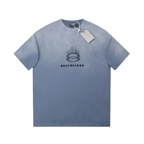 Balenciaga Flame Rhinestone Short Sleeve T-Shirt Blue 25218