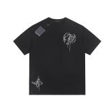 Louis Vuitton Heavy Embroidery Floral Short Sleeve T-shirt Black 25218