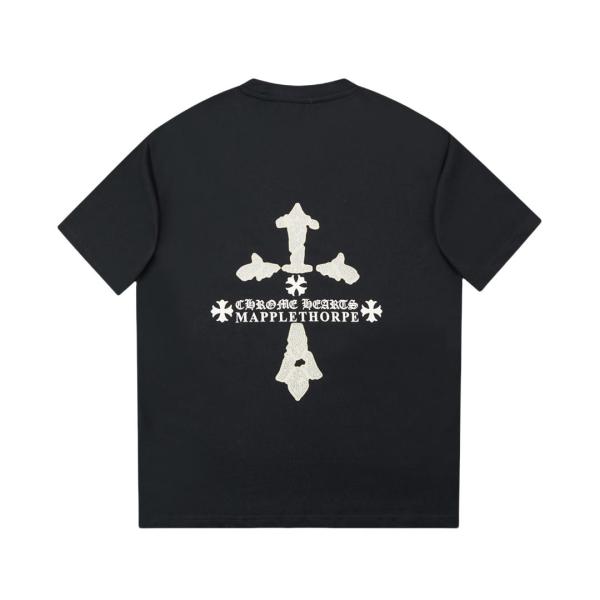 Chrome Hearts 24ss Silicone Printed Diamond Cross Short Sleeve T-shirt Black 25306