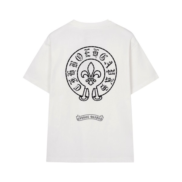 Chrome Hearts 24ss printed diamond horseshoe short-sleeved T-shirt White 25306