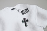 Chrome Hearts 24ss denim patch cross short-sleeved T-shirt White 25306