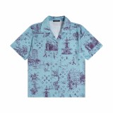 Louis Vuitton 24ss retro hand-painted print suit shirt olive green 25306
