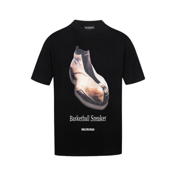 Balenciaga Add to Cart Shoes Print Short Sleeve T-shirt Black 25313