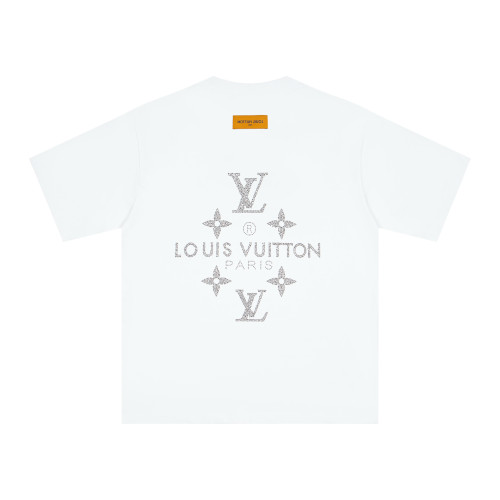 Louis Vuitton hand-applied diamond logo print short-sleeved T-shirt White 25320