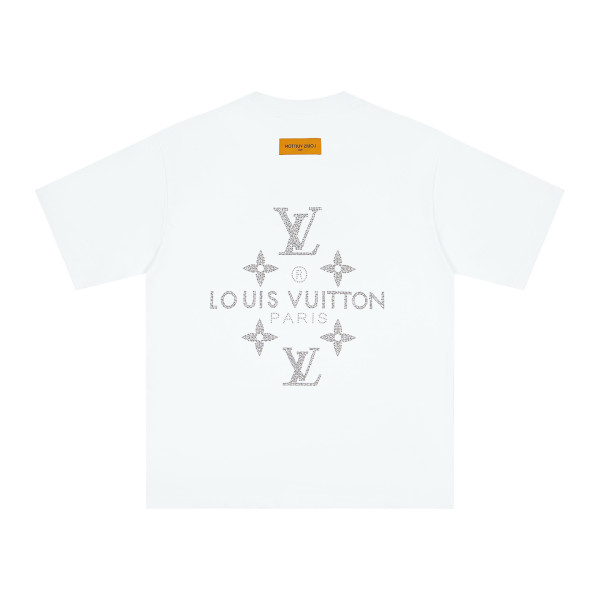 Louis Vuitton hand-applied diamond logo print short-sleeved T-shirt White 25320