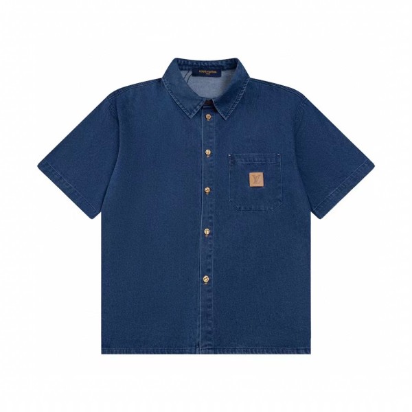 Louis Vuitton 25SS catwalk denim short-sleeved shirt Blue 25320