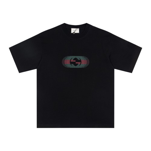 Gucci overlapping logo print short-sleeved T-shirt Black 25320