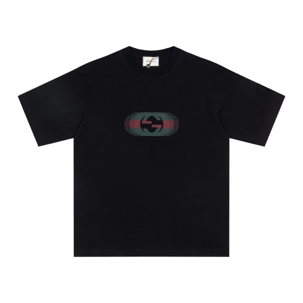 Gucci overlapping logo print short-sleeved T-shirt Black 25320