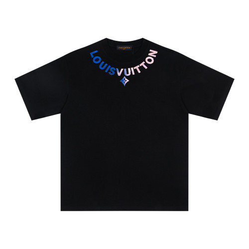 Louis Vuitton employee-exclusive gradient embroidered short-sleeved T-shirt Black 25320