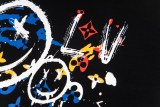 Louis Vuitton hand-painted smiley face print short-sleeved T-shirt Black 25320