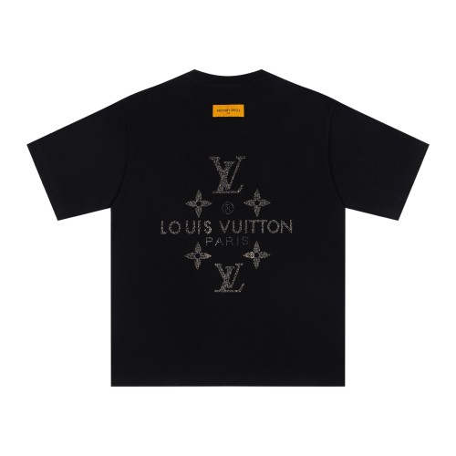 Louis Vuitton hand-applied diamond logo print short-sleeved T-shirt Black 25320