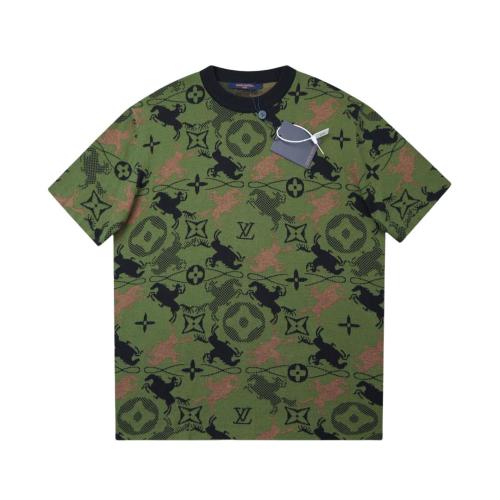 Louis Vuitton Camouflage Horse Knitted Short Sleeve T-Shirt 25327