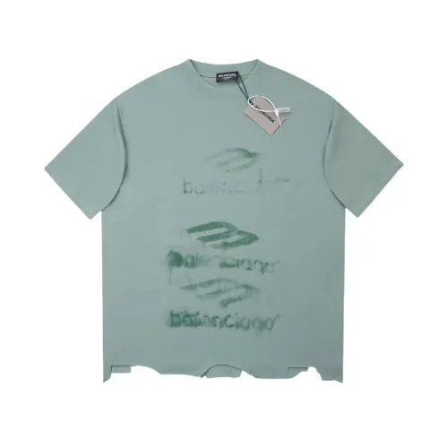 Balenciaga blurred logo shredded hem short-sleeved T-shirt 25327