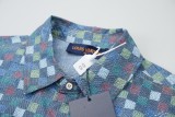 Louis Vuitton checkered mosaic denim short-sleeved shirt 25327