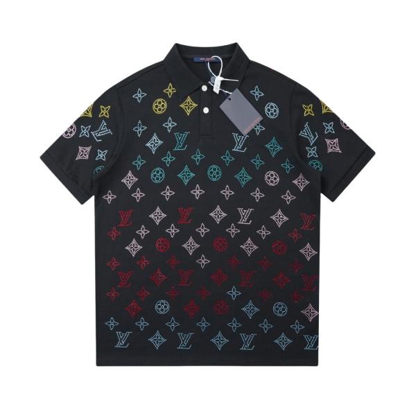 Louis Vuitton Colorful rhinestone lapel short-sleeved shirt 25327