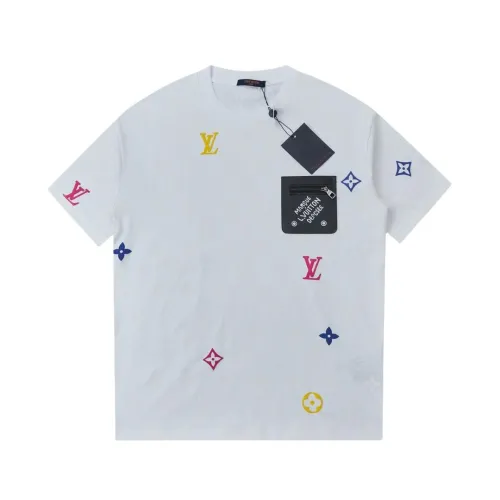 Louis Vuitton all-over printed pocket zipper short-sleeved T-shirt White 25327