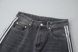 Balenciaga Web-paneled contrast-color destroyed denim shorts Black 25327
