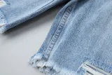 Balenciaga Web-paneled contrast-color destroyed denim shorts Blue 25327