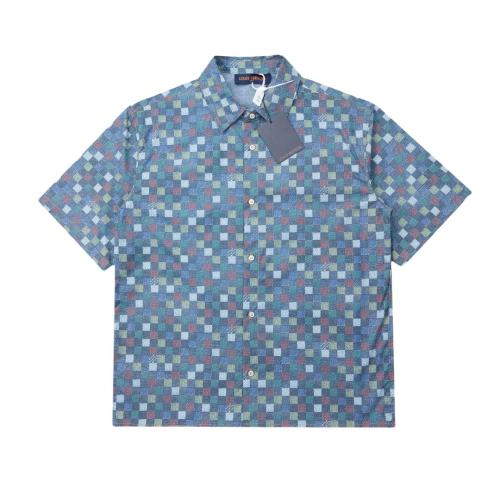 Louis Vuitton checkered mosaic denim short-sleeved shirt 25327