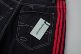 Balenciaga X Adidas Web-paneled contrast-color destroyed denim shorts Black 25327
