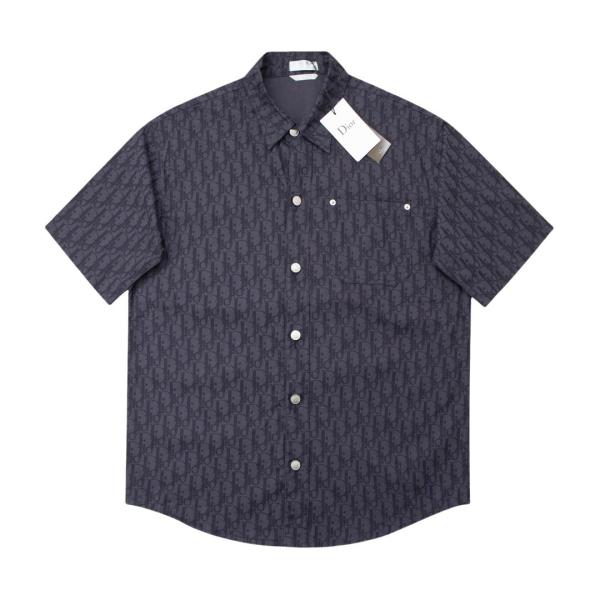 Dior all-over logo navy blue short-sleeved shirt 25327