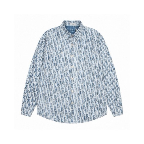 Dior x Stussy classic logo print light blue long-sleeved shirt 25403