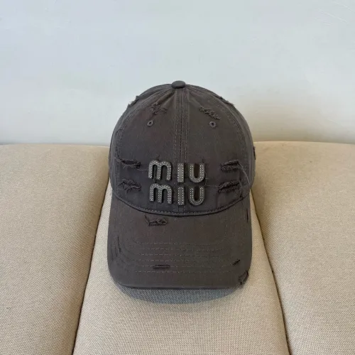 Miu Miu 3D logo destroyed baseball Hats Gery 250414