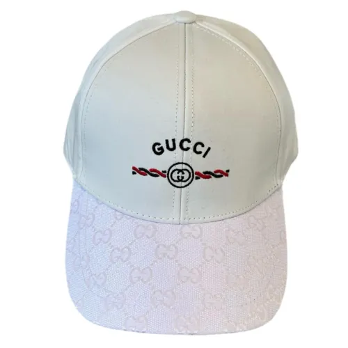 Gucci embroidered double G logo classic baseball Hats White 250414