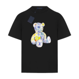 Louis Vuitton classic pattern bear print short-sleeved T-shirt Black 25424