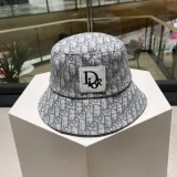 Dior Embroidered classic pattern sunshade bucket Hat White 250424