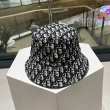 Dior Embroidered classic pattern sunshade bucket Hat Grey 250424