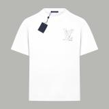 Louis Vuitton hand-painted line painting logo short-sleeved T-shirt White 25424