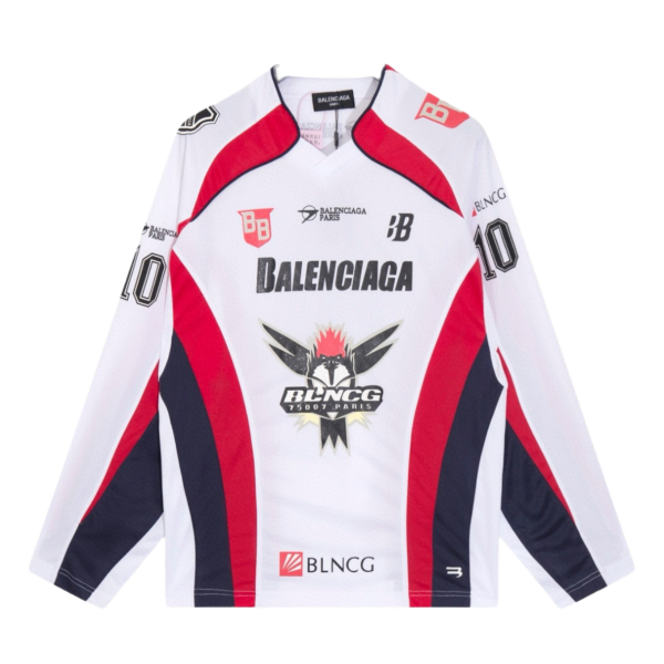 Balenciaga Sports Mesh Jersey Long Sleeve Jersey White 25424