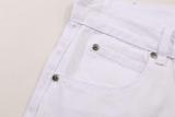 Chrome Hearts white cowhide cross stitch leather jeans 25424