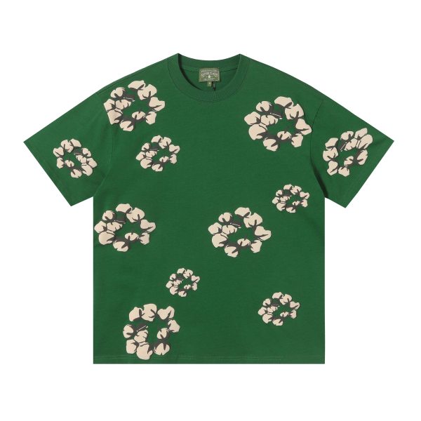 Denim Tears Classic Kapok logo short-sleeved T-shirt Green 25509